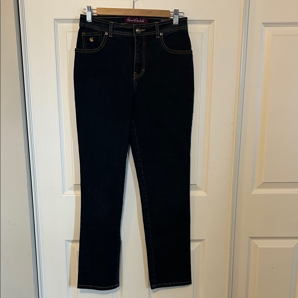 GLORIA VANDERBILT Amanda Dark Blue Straight Leg Jeans Petite 6